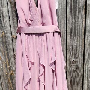 Long Halter style floor length chiffon formal dress by Vera Wang